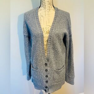 BCBGeneration Women's blue grey button up cardigan sweater